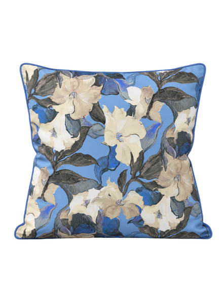 COTTON PILLOW BERGAMO BLUE: 21"x21"