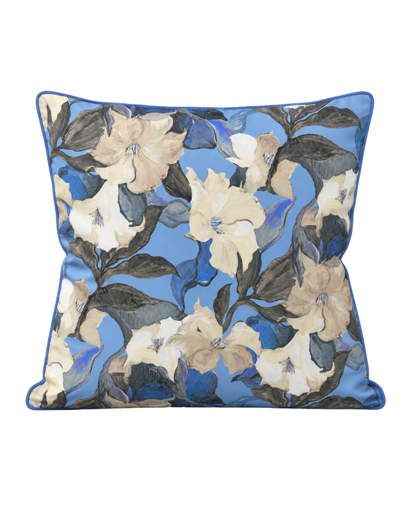 COTTON PILLOW BERGAMO BLUE: 21"x21"