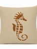 SEAHORSE CASHMERE-LUREX PILLOW: 21"x21": IVORY-GOLD