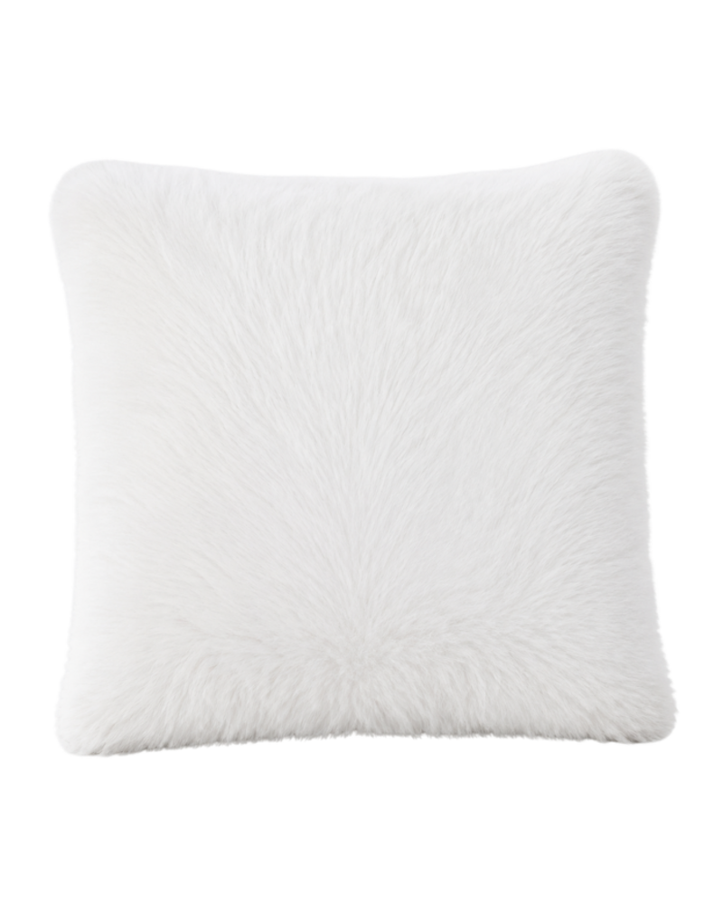 CASHMERE PILLOW WITH FUR: 17" X 17": IVORY