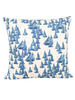 SILK PRINTED PILLOW: BOAT/ ZIG ZAG : BLUE 21"X21"