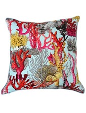 LINEN PILLOW CORAL: TURQUOISE 21"x21"