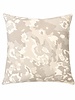 SILK CREPE PRINTED PILLOW W/ LINEN TRIM: 21"X21": LEOPARD-GRAY