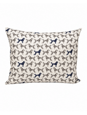 SILK QUILTED PILLOW: POODLE PRINT: GREY 16"X20"