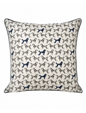 SILK QUILTED PILLOW: POODLE PRINT: GREY 21"X21"
