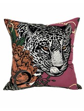 SILK QUILTED PILLOW: LEOPARD: ROSE 21"X21"