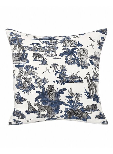 SILK QUILTED PILLOW: JUNGLE: BLUE