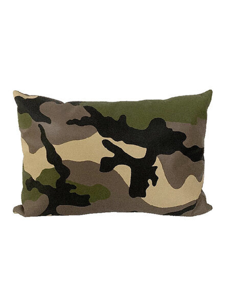CAMOUFLAGE LEATHER PILLOW: BLACK-BEIGE-GREEN