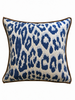 COTTON KNITTED LEOPARD PILLOW: 21" X 21": BLUE