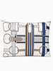 SILK QUILTED PILLOW: SADDLE EQUESTRIAN PRINT: BLUE 16"X20"