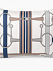 SILK QUILTED PILLOW: SADDLE EQUESTRIAN PRINT: BLUE 16"X20"