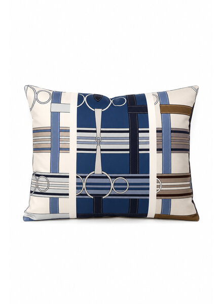 SILK QUILTED PILLOW: TRI PRINT SADDLE: MULTICOLOR 16"X20"