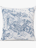 NEW YORK PRINT COTTON PILLOW: 22" X 22": BLUE