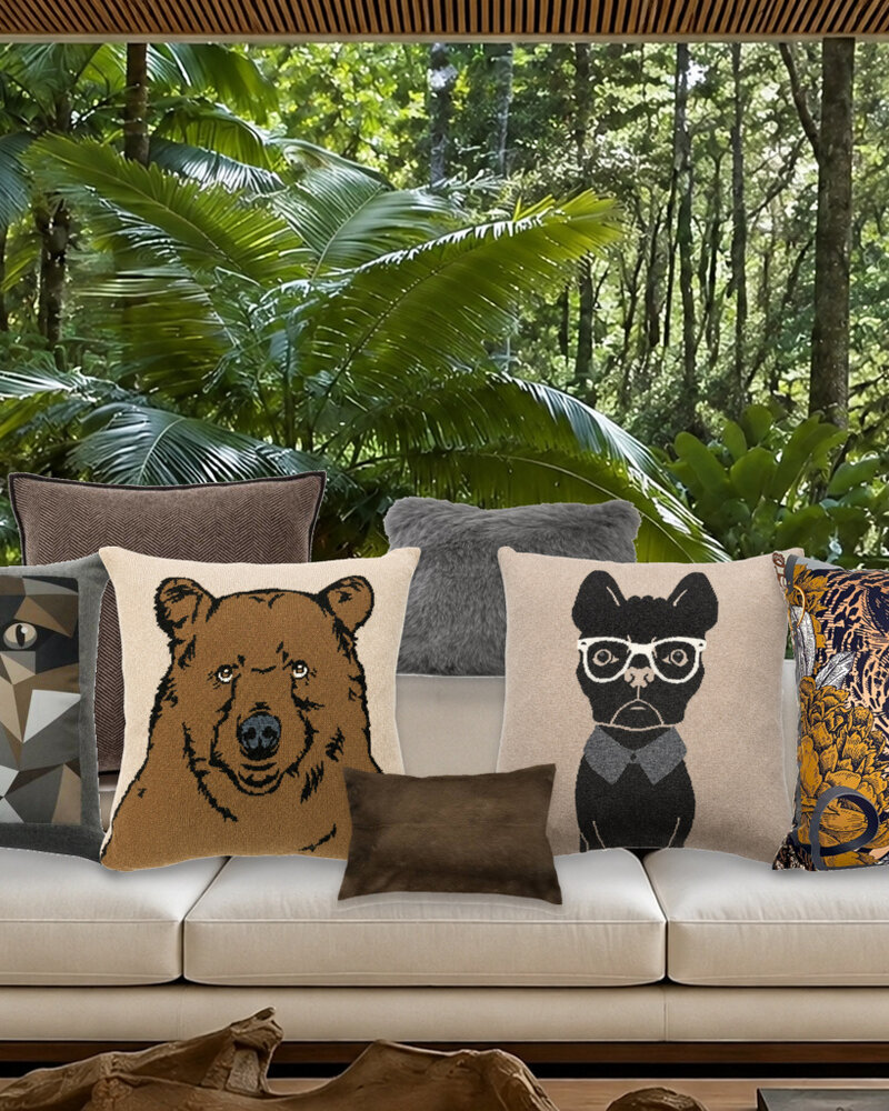 HENRY HERRINGBONE PILLOW: 100% COTTON: 21" X 21": ANTHRACITE-BEIGE