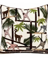 SILK QUILTED PILLOW: MONKEYS: IVORY 21"X21"
