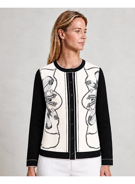 CASHMERE KNITTED CARDIGAN: SADDLE MANDALA: IVORY
