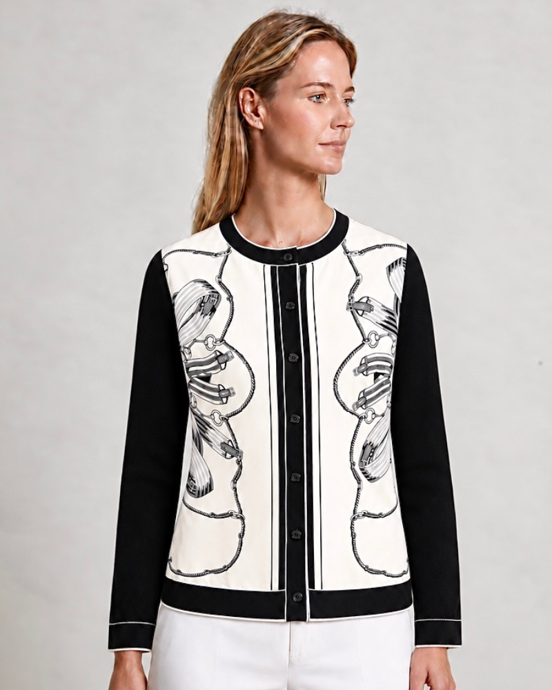 CASHMERE KNITTED CARDIGAN: SADDLE MANDALA: IVORY
