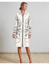 LONG SLEEVES SILK DRESS: SADDLE MANDALA: IVORY
