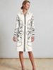 LONG SLEEVES SILK DRESS: SADDLE MANDALA: IVORY