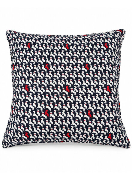 SILK QUILTED PILLOW: BASSET: NAVY BLUE  21"X21"