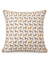 SILK QUILTED PILLOW: POODLE: BEIGE 21"X21"