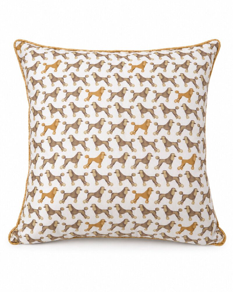 SILK QUILTED PILLOW: BASSET: BEIGE 21"X21"