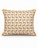 SILK QUILTED PILLOW: POODLE PRINT: BEIGE 16"X20"