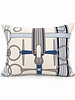 SILK QUILTED PILLOW: SADDLE EQUESTRIAN PRINT: BLUE 16"X20"