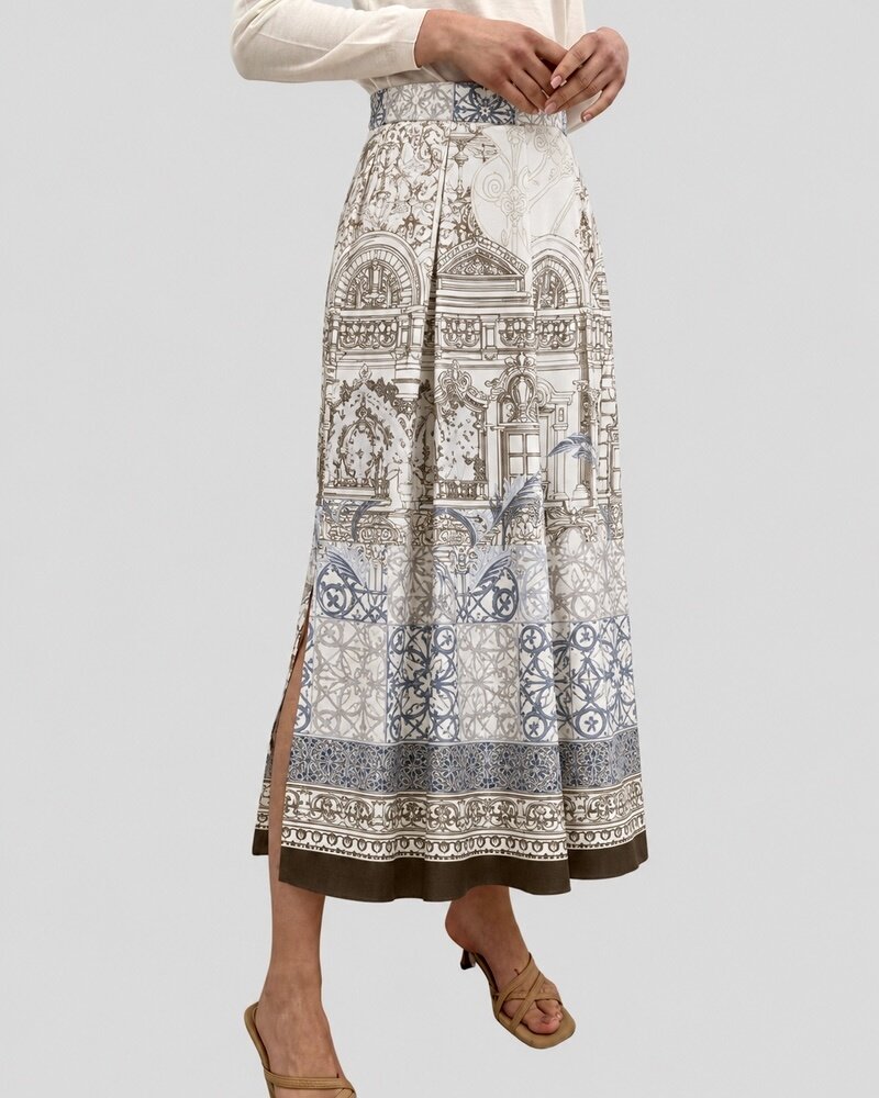 COTTON LONG SKIRT: SEVILLE IVORY