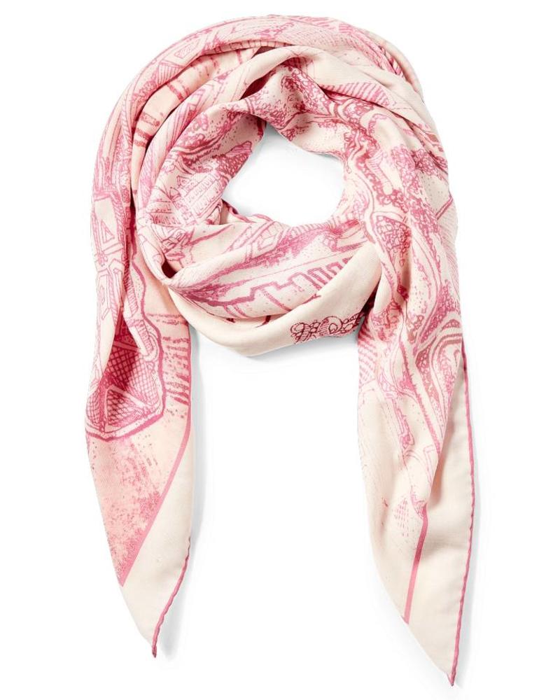 PRINTED CASHMERE SCARF: NEW YORK: PINK