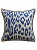 COTTON KNITTED LEOPARD PILLOW: 21" X 21": BLUE