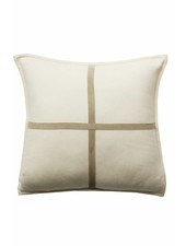 PALERMO CASHMERE PILLOW WITH CROSS SUEDE: 21" X 21": IVORY