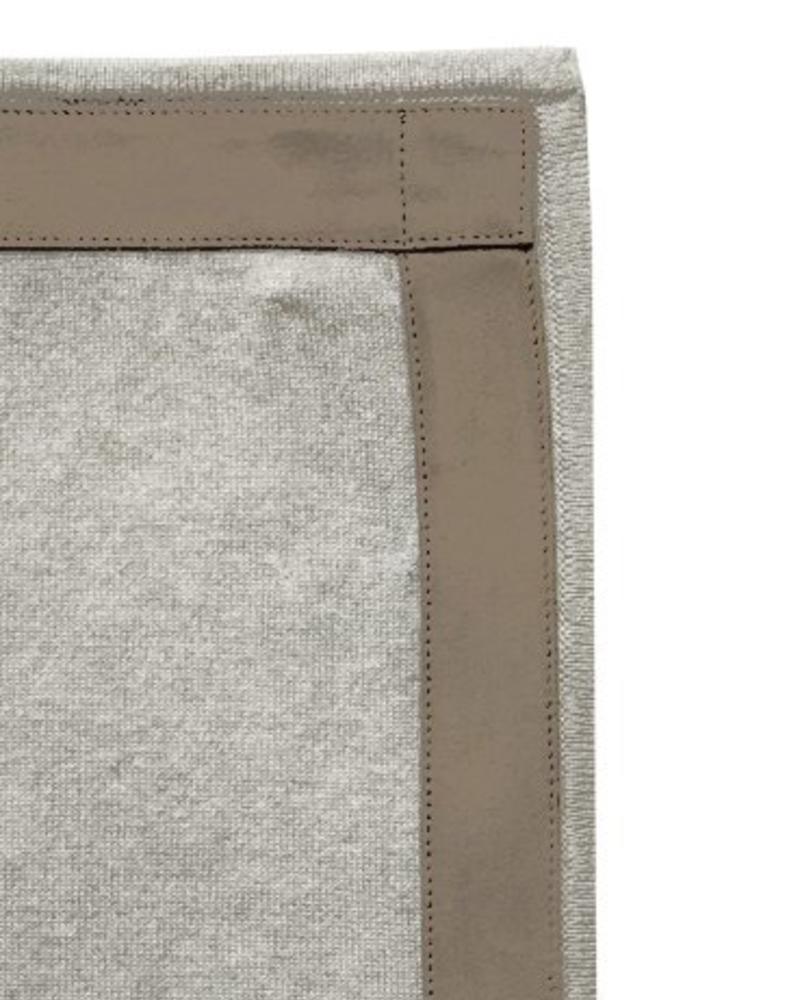 PALERMO CASHMERE THROW WITH SUEDE BORDER: 50" X 72":  PEARL