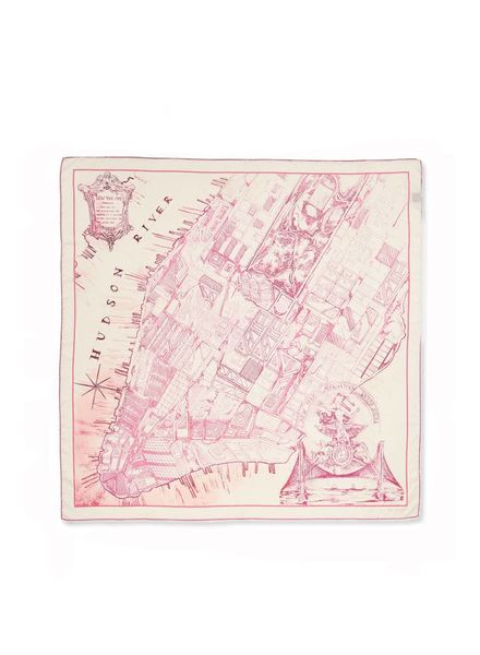 PRINTED CASHMERE SCARF: NEW YORK: PINK