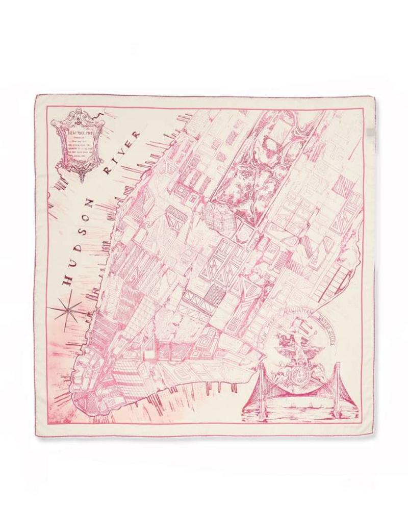 PRINTED CASHMERE SCARF: NEW YORK: PINK