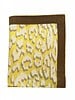 COTTON KNITTED LEOPARD THROW WITH SUEDE BORDER: 52" x 75" :  YELLOW