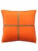 PALERMO CASHMERE PILLOW WITH CROSS SUEDE: 21" X 21": ORANGE