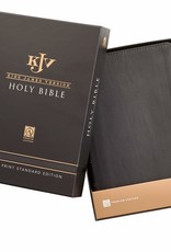 JV Holy Bible, Giant Print Standard Bible, Black Top Grain Premium Leather Bible w/Thumb Index and Ribbon Marker, Red Letter Edition, King James Version Leather Bound