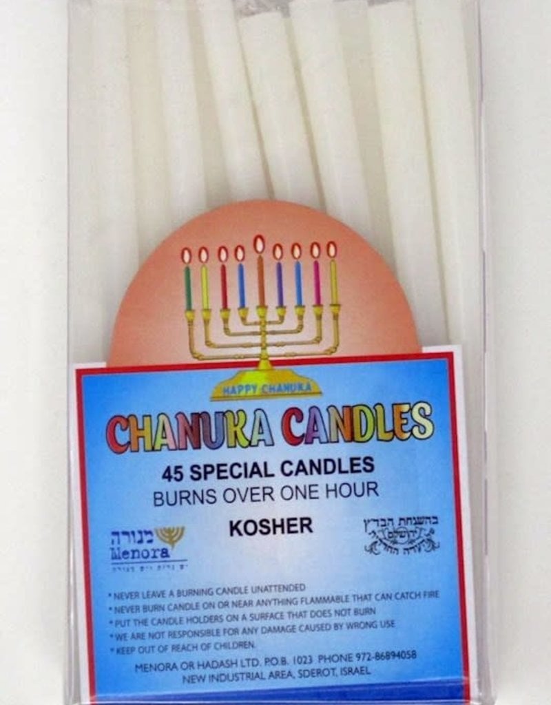Candle-Chanukah Candles-White-4" (Pack of 45)