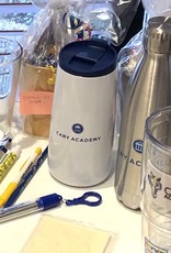 Bold White Tumbler with Blue Lid