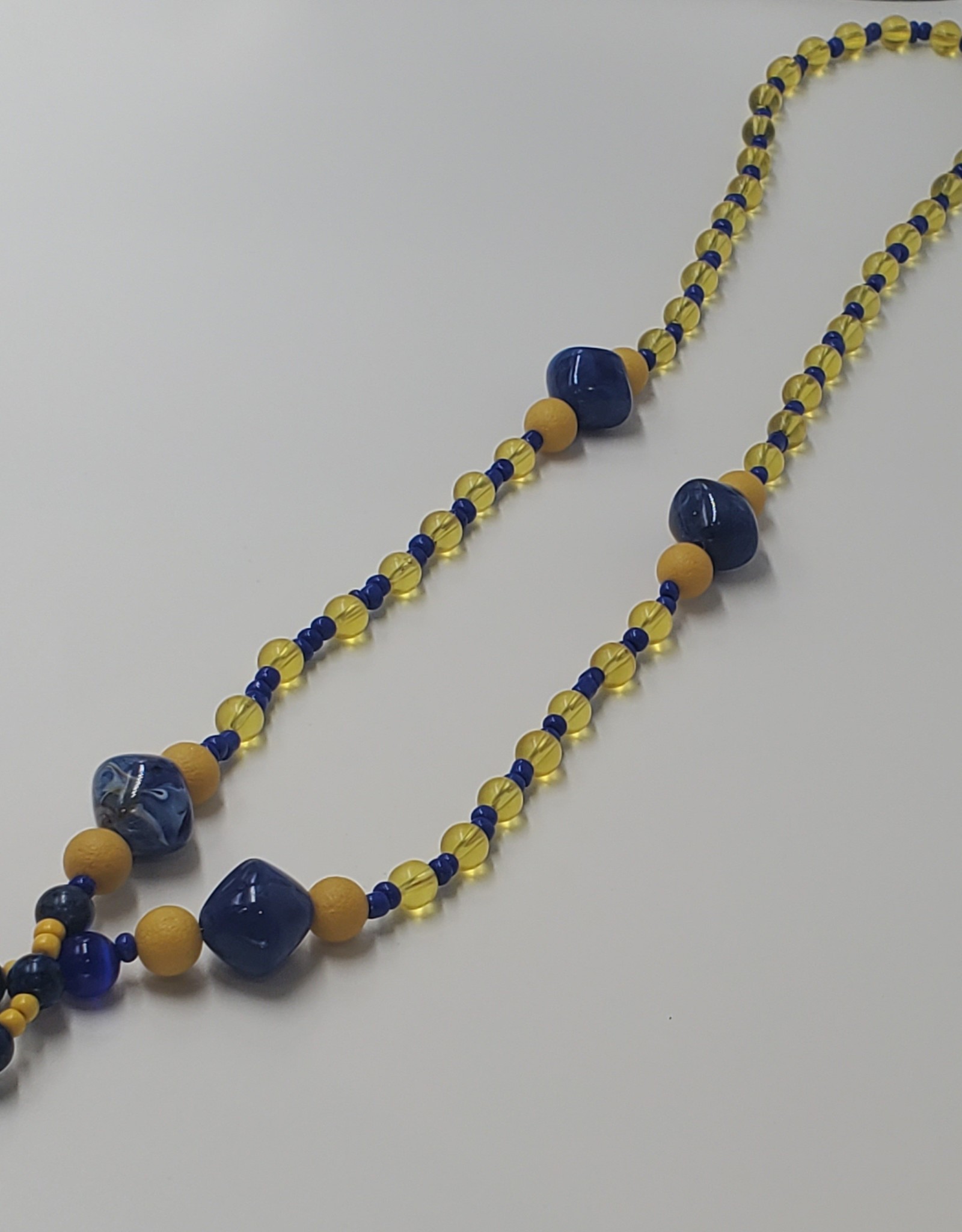 Blue and Gold Bead Lanyard