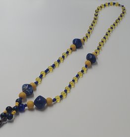 Blue and Gold Bead Lanyard