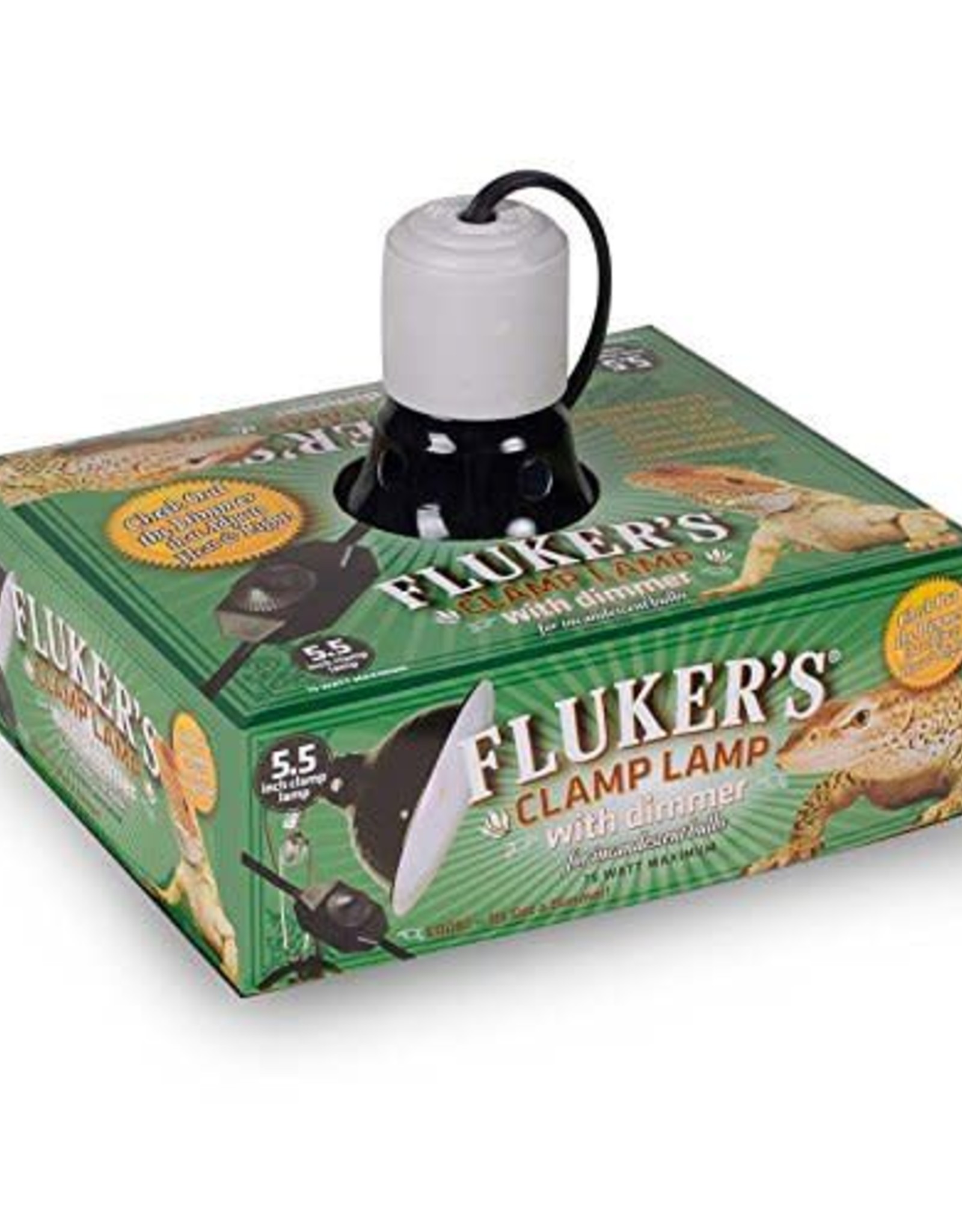 FLUKER'S Repta-Clamp Lamp Ceramic w and Dim Switch 5.5in