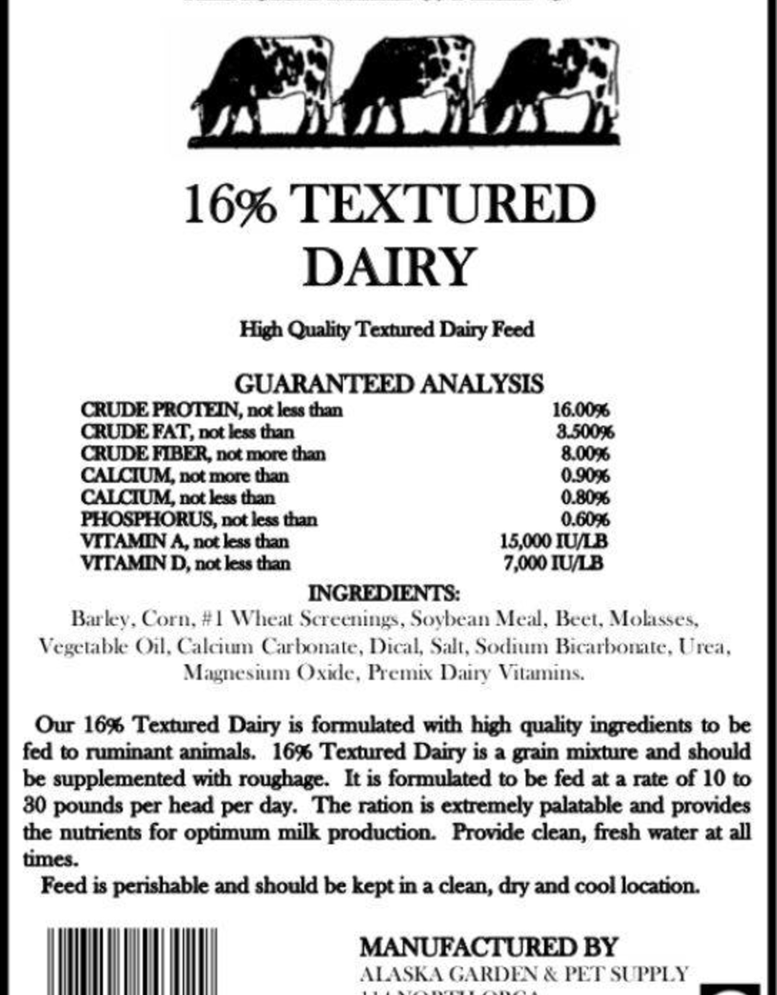 Textured dairy - cow 16% AMF