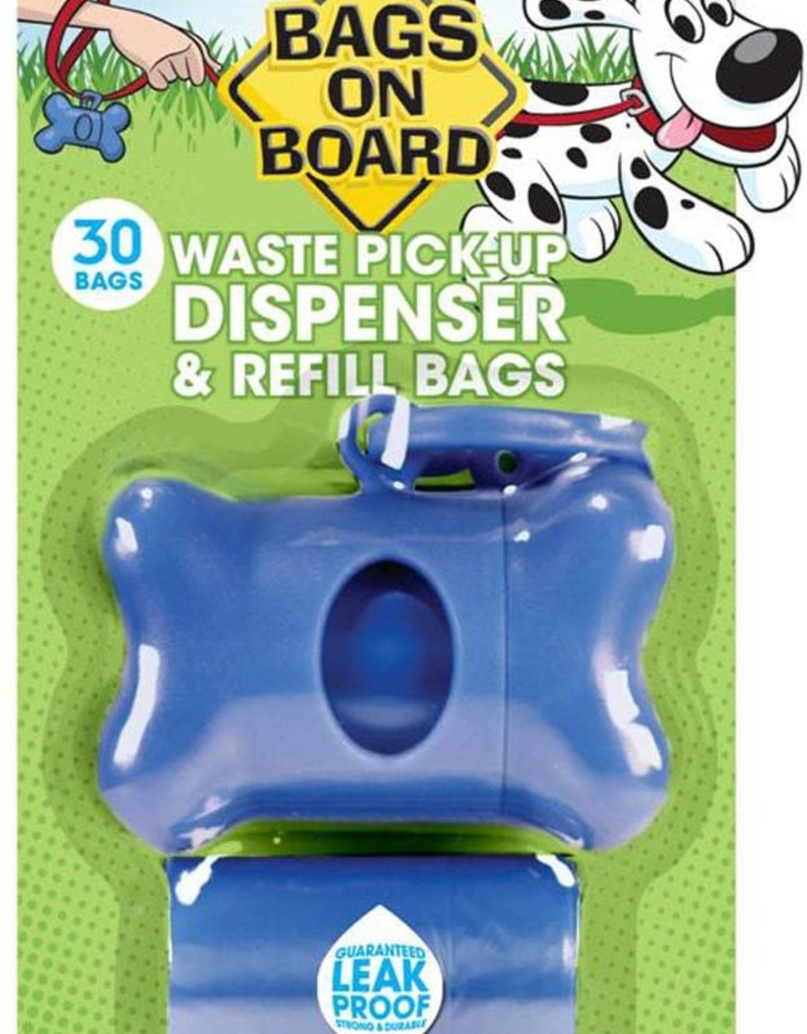 Bags on Board Bags on Board Bone Waste Pick-up Bag Dispenser with Dookie Dock Blue 30 bags
