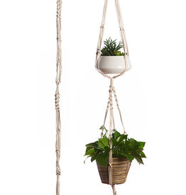 Primitive Planters® Cotton Woven 2-Tier Plant Hanger  - 60in - Natural - Holds Two Pots