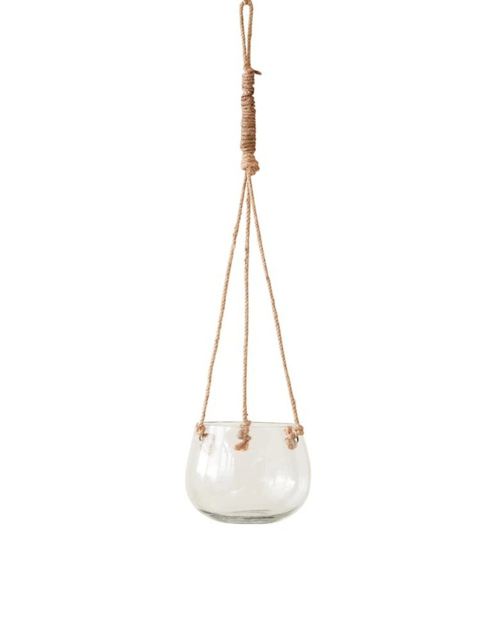 Glass Hanging Vase w/ Jute Rope