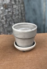 Standard Pot with Attached Saucer - Crackle Grey 6.75"