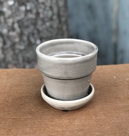 Standard Pot with Attached Saucer - Crackle Grey 6.75"