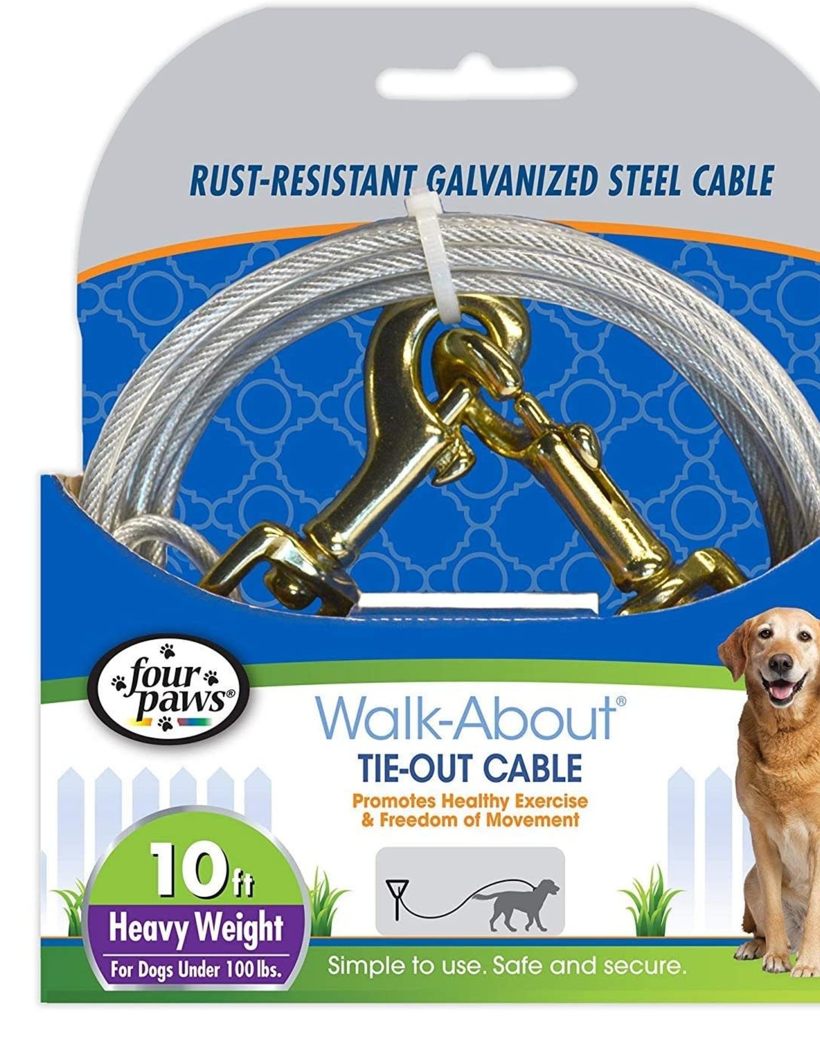 FOUR PAWS PET PRODUCTS FOU Tie Out Walk About CABLE Heavy Silver 10FT